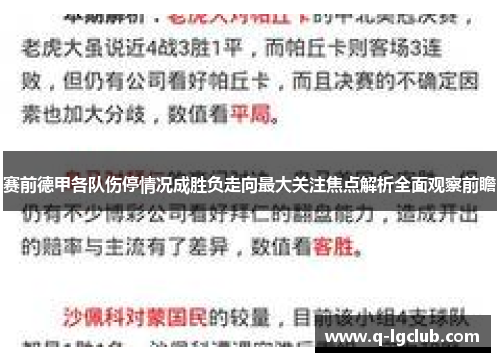 赛前德甲各队伤停情况成胜负走向最大关注焦点解析全面观察前瞻 赛前德甲各队伤停情况成胜负走向最大关注焦点解析全面观察前瞻